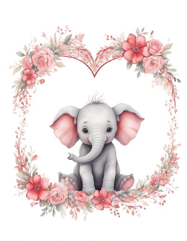 Watercolor Baby Elephant Clipart: Pink Floral Accents (Digital Download) — image 4