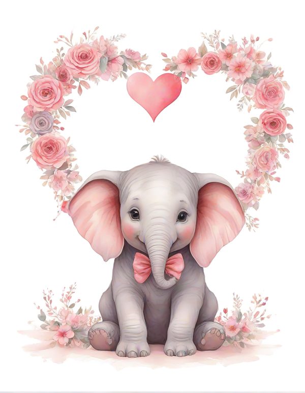 Watercolor Baby Elephant Clipart: Pink Floral Accents (Digital Download) — image 9