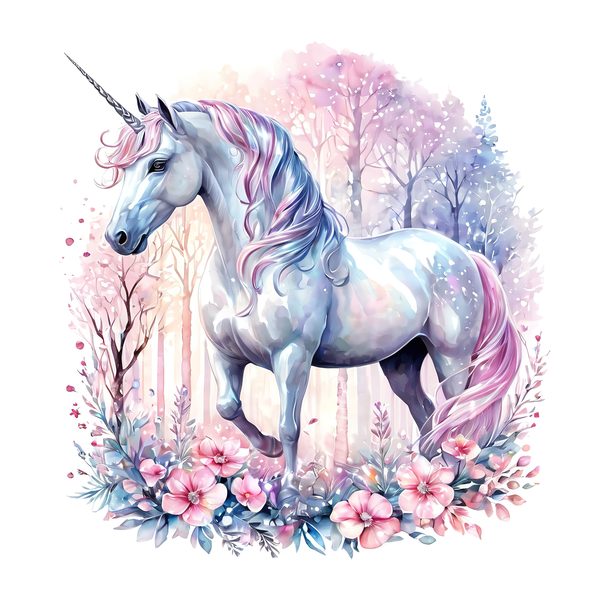 Watercolor Unicorn Clipart: Iridescent Pastel Floral Set (JPG & PNG) — image 1