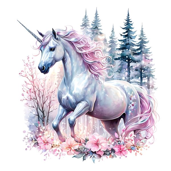 Watercolor Unicorn Clipart: Iridescent Pastel Floral Set (JPG & PNG) — image 3
