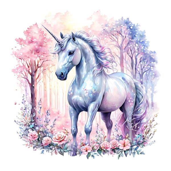 Watercolor Unicorn Clipart: Iridescent Pastel Floral Set (JPG & PNG) — image 4