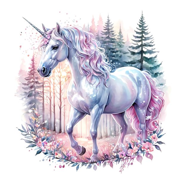 Watercolor Unicorn Clipart: Iridescent Pastel Floral Set (JPG & PNG) — image 6