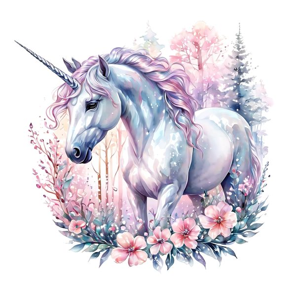 Watercolor Unicorn Clipart: Iridescent Pastel Floral Set (JPG & PNG) — image 7