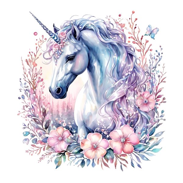 Watercolor Unicorn Clipart: Iridescent Pastel Floral Set (JPG & PNG) — image 8