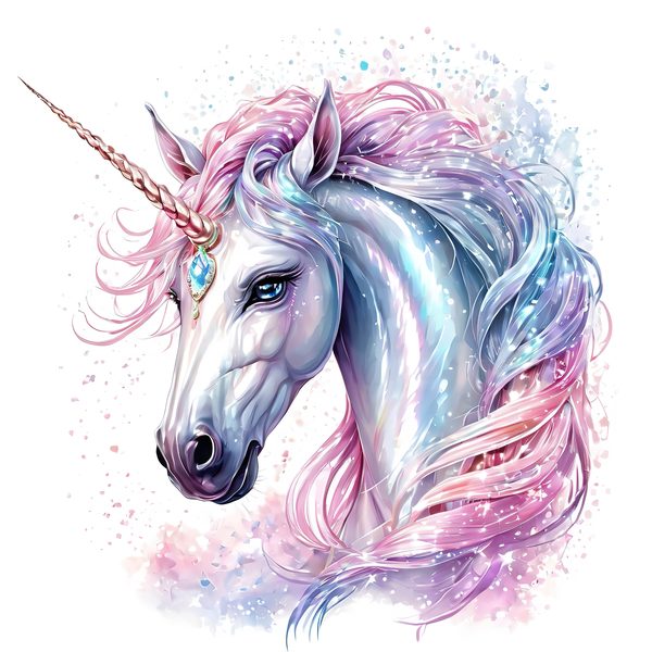 Watercolor Unicorn Clipart: Iridescent Pastel Floral Set (JPG & PNG) — image 9