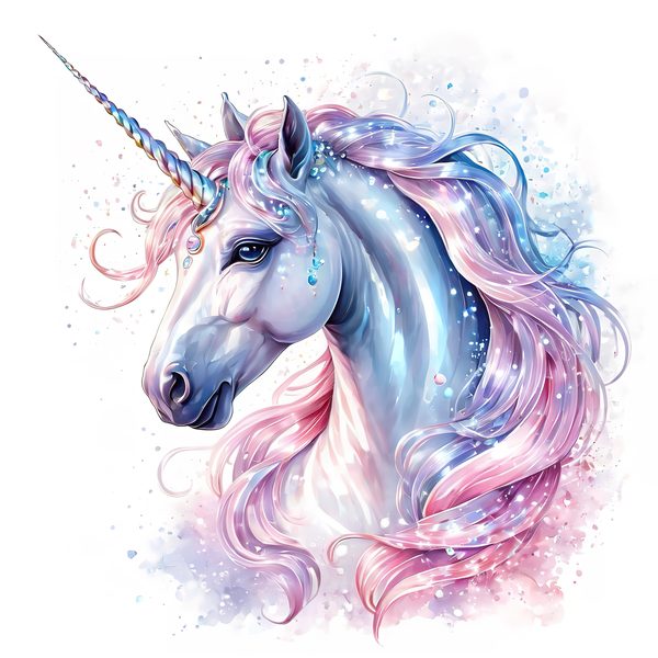 Watercolor Unicorn Clipart: Iridescent Pastel Floral Set (JPG & PNG) — image 12
