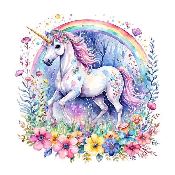Watercolor Unicorn Clipart Set: Rainbow Floral Accents (PNG JPGs) — image 1