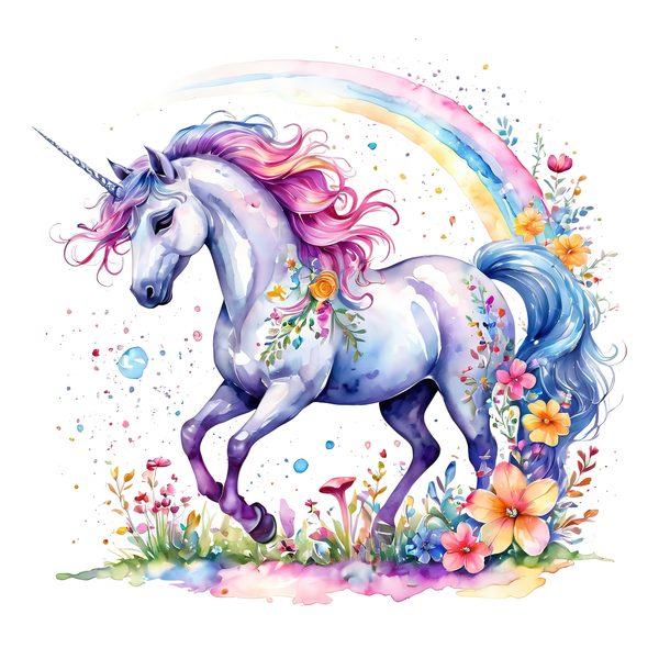 Watercolor Unicorn Clipart Set: Rainbow Floral Accents (PNG JPGs) — image 2