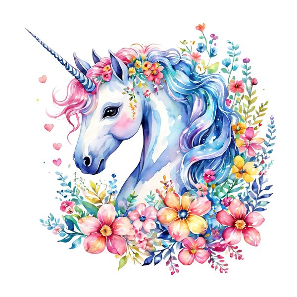 Watercolor Unicorn Clipart Set: Rainbow Floral Accents (PNG JPGs) — image 4