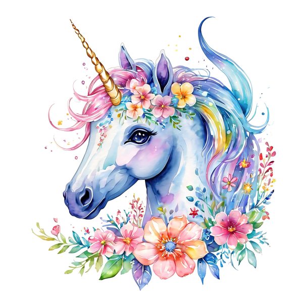 Watercolor Unicorn Clipart Set: Rainbow Floral Accents (PNG JPGs) — image 7