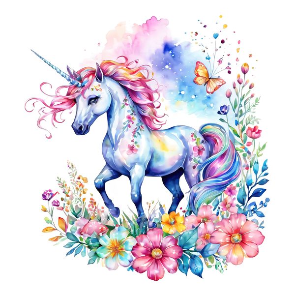 Watercolor Unicorn Clipart Set: Rainbow Floral Accents (PNG JPGs) — image 8