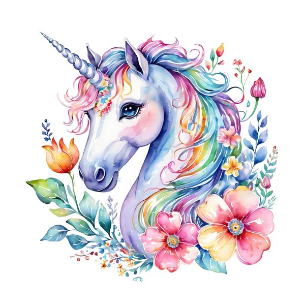 Watercolor Unicorn Clipart Set: Rainbow Floral Accents (PNG JPGs) — image 9