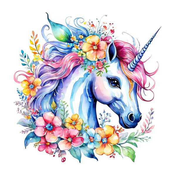 Watercolor Unicorn Clipart Set: Rainbow Floral Accents (PNG JPGs) — image 12