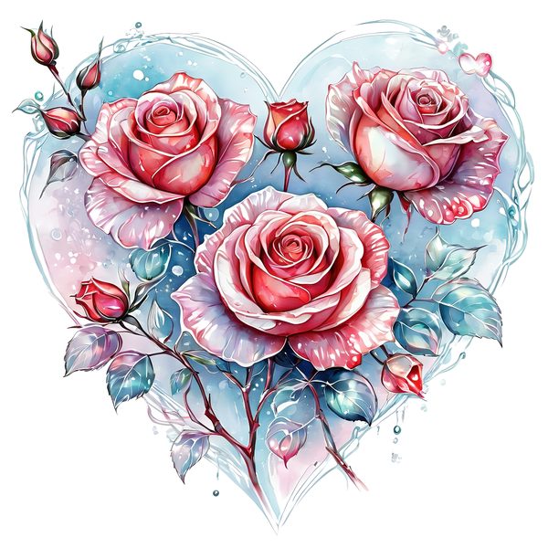 Watercolor Pink Roses Clipart: Soft Aqua Floral Set (JPGs) — image 1