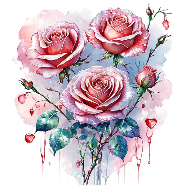 Watercolor Pink Roses Clipart: Soft Aqua Floral Set (JPGs) — image 3