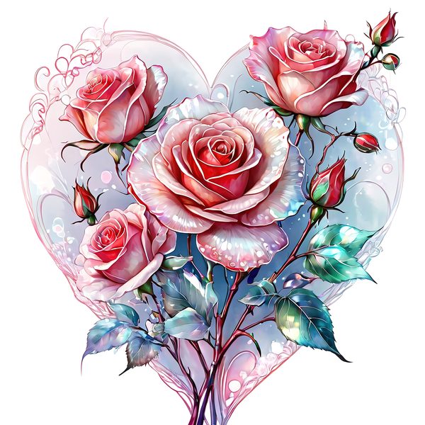 Watercolor Pink Roses Clipart: Soft Aqua Floral Set (JPGs) — image 4