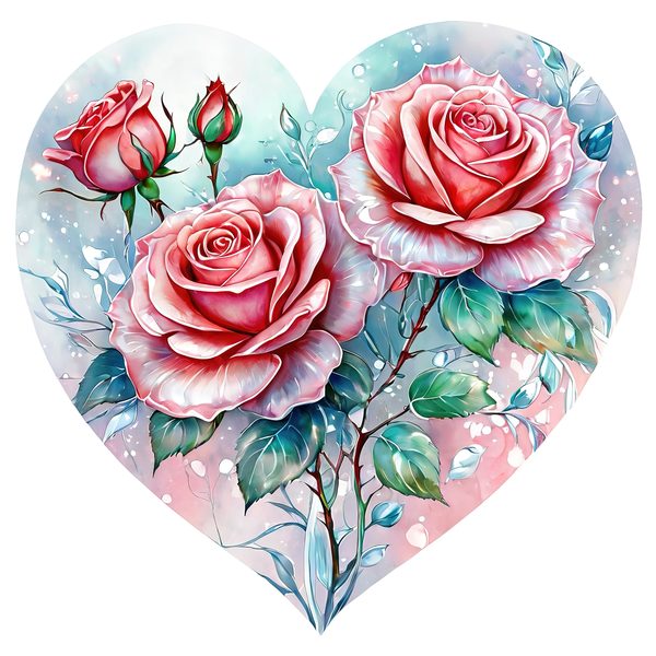 Watercolor Pink Roses Clipart: Soft Aqua Floral Set (JPGs) — image 9