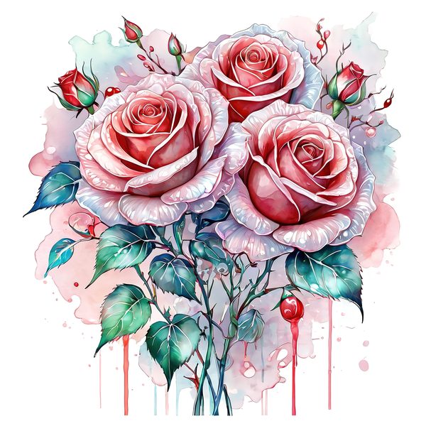 Watercolor Pink Roses Clipart: Soft Aqua Floral Set (JPGs) — image 11