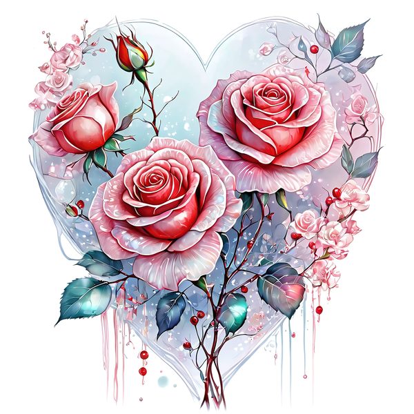 Watercolor Pink Roses Clipart: Soft Aqua Floral Set (JPGs) — image 12