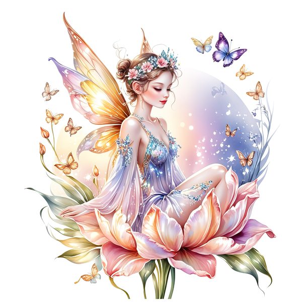 Watercolor Fairy Clipart: Pastel Flowers & Butterflies (PNG JPG, Commercial Use) — image 11