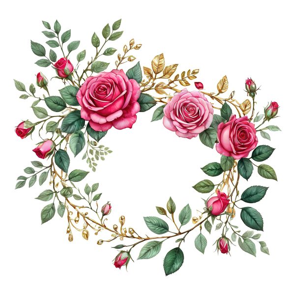 Watercolor Rose Heart Clipart Set, Pink & Green Tones (10 JPGs) — image 10