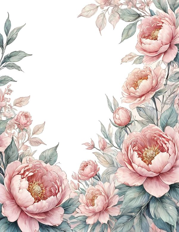 Watercolor Peony Digital Paper Set: Pastel Floral Scrapbooking (JPGs) — image 1