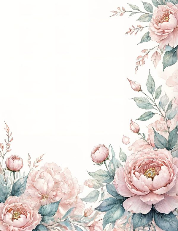Watercolor Peony Digital Paper Set: Pastel Floral Scrapbooking (JPGs) — image 3