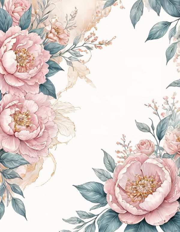 Watercolor Peony Digital Paper Set: Pastel Floral Scrapbooking (JPGs) — image 4