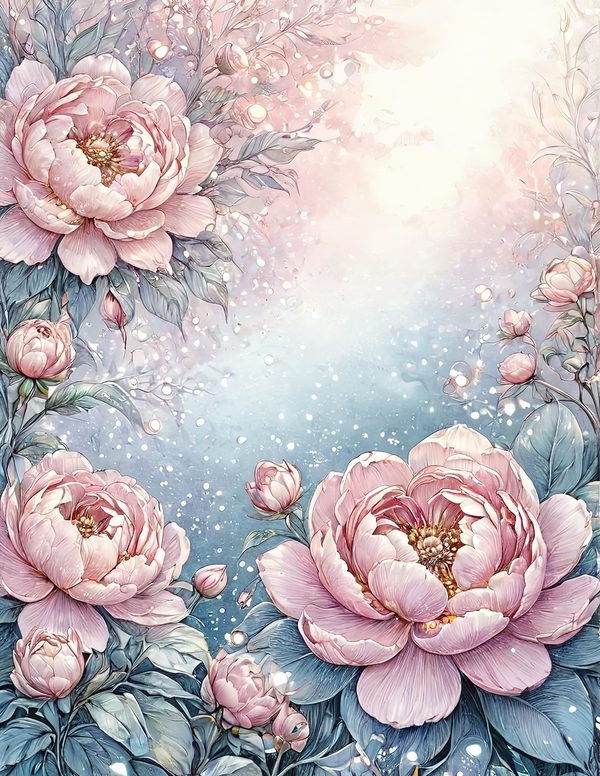Watercolor Peony Digital Paper Set: Pastel Floral Scrapbooking (JPGs) — image 6