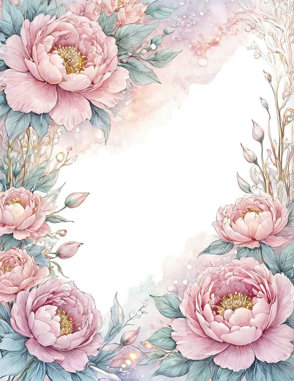 Watercolor Peony Digital Paper Set: Pastel Floral Scrapbooking (JPGs) — image 7