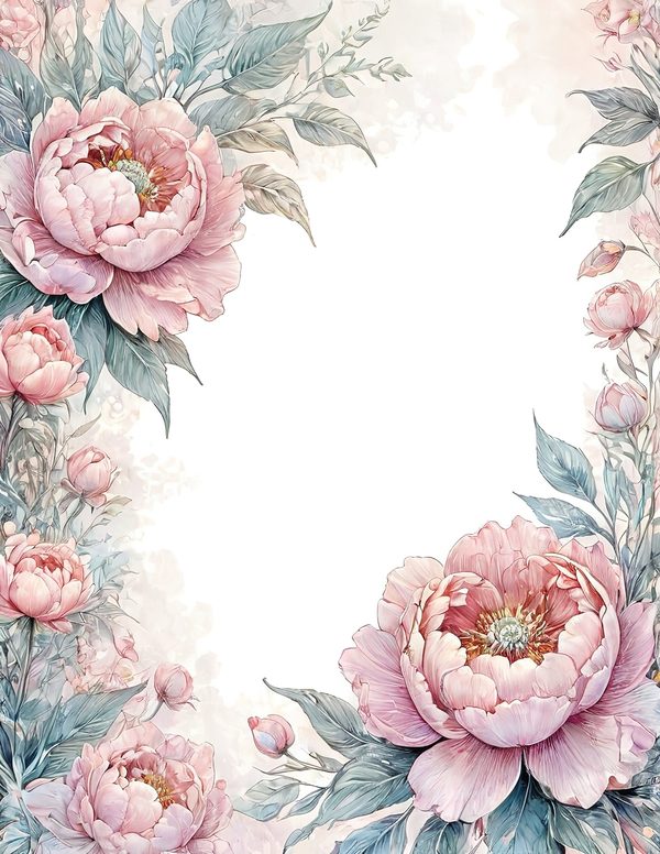 Watercolor Peony Digital Paper Set: Pastel Floral Scrapbooking (JPGs) — image 8