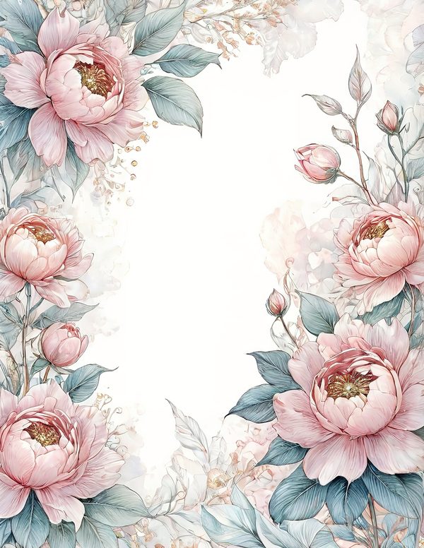 Watercolor Peony Digital Paper Set: Pastel Floral Scrapbooking (JPGs) — image 13