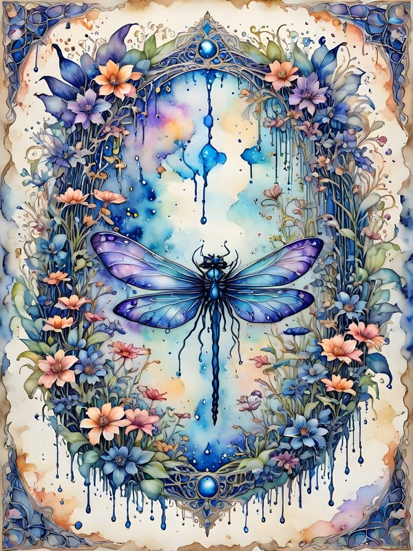 Watercolor Dragonfly Floral Digital Paper Set: Soft Blue Hues (10 JPGs) — image 6