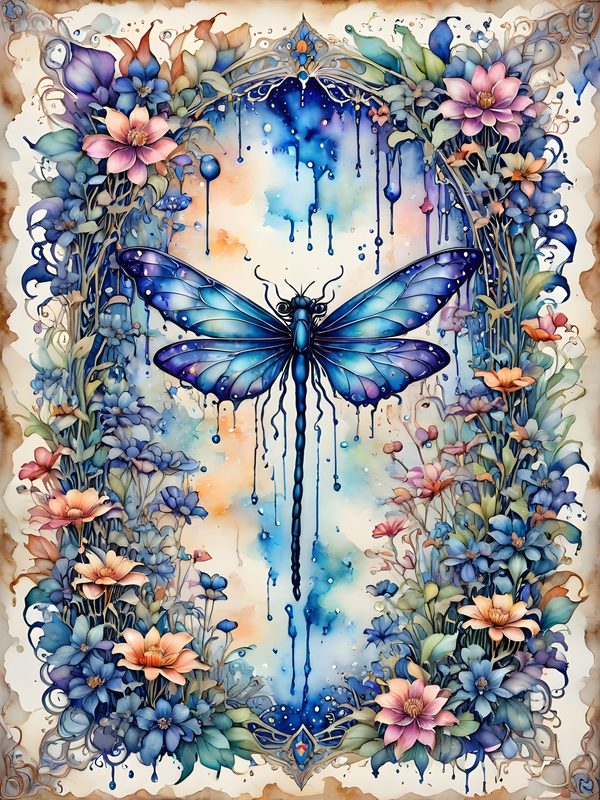Watercolor Dragonfly Floral Digital Paper Set: Soft Blue Hues (10 JPGs) — image 7