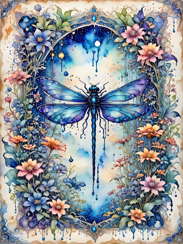 Watercolor Dragonfly Floral Digital Paper Set: Soft Blue Hues (10 JPGs) — image 9