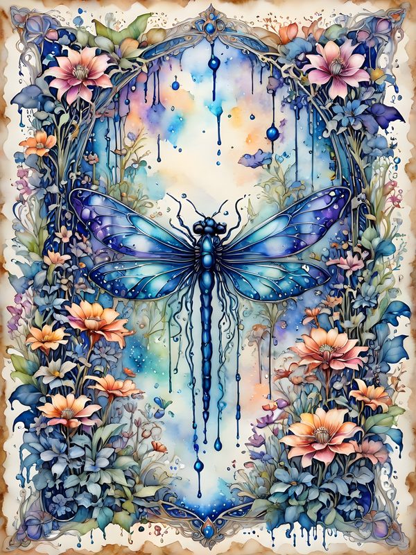 Watercolor Dragonfly Floral Digital Paper Set: Soft Blue Hues (10 JPGs) — image 11