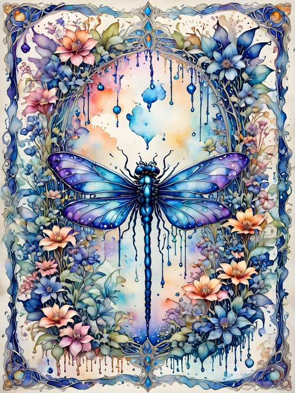 Watercolor Dragonfly Floral Digital Paper Set: Soft Blue Hues (10 JPGs) — image 12