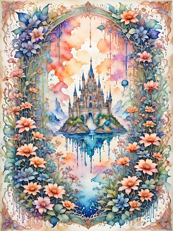Watercolor Castle Floral Frame: Pastel Digital Paper Set (10 JPGs) — image 9