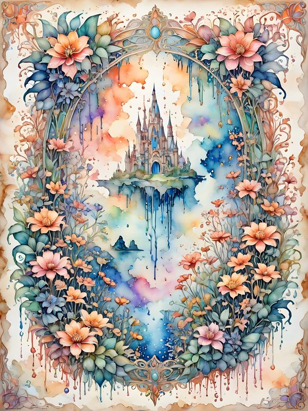 Watercolor Castle Floral Frame: Pastel Digital Paper Set (10 JPGs) — image 11