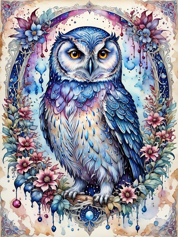 Watercolor Owl Art: Floral Digital Paper Set (10 JPGs) — image 2