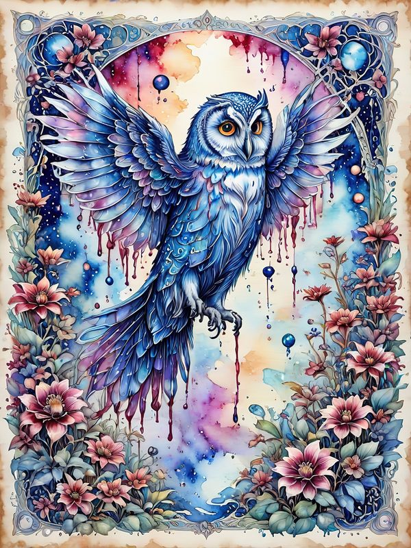 Watercolor Owl Art: Floral Digital Paper Set (10 JPGs) — image 10