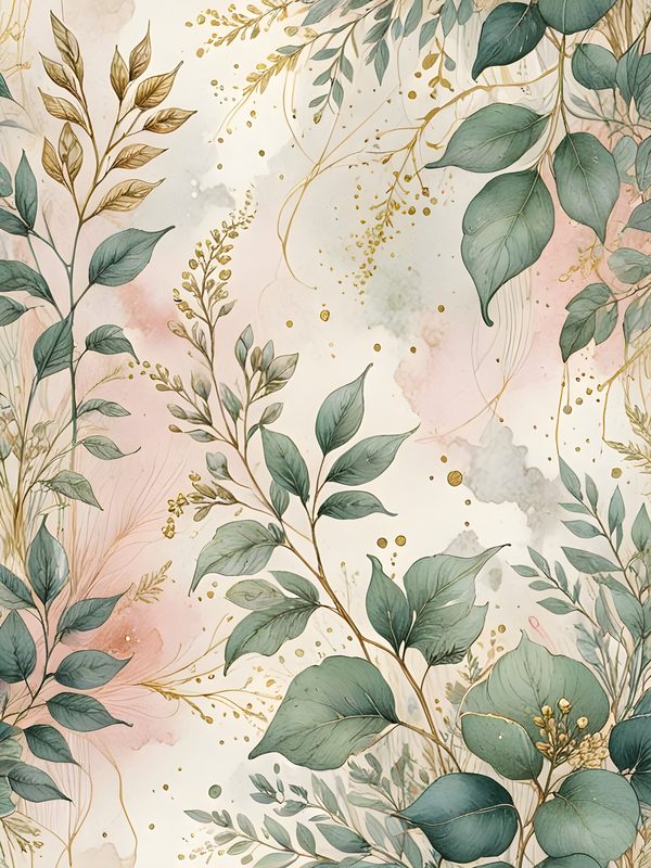 Watercolor Floral Digital Paper Set: Soft Green & Gold (10 JPGs) — image 11