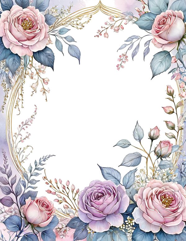 Watercolor Roses Digital Paper Set: Gold Heart, Pastel Tones (10 JPGs) — image 6