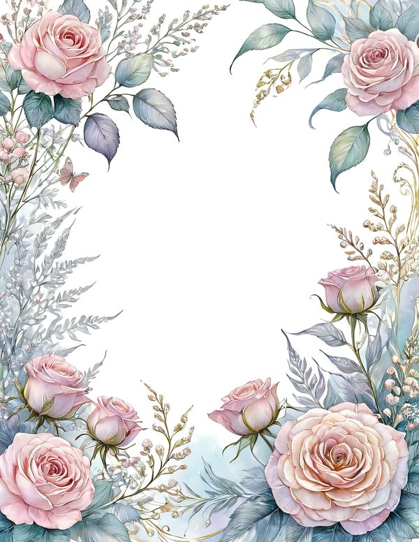Watercolor Roses Digital Paper Set: Gold Heart, Pastel Tones (10 JPGs) — image 7