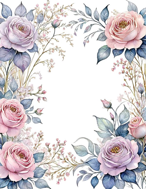 Watercolor Roses Digital Paper Set: Gold Heart, Pastel Tones (10 JPGs) — image 13