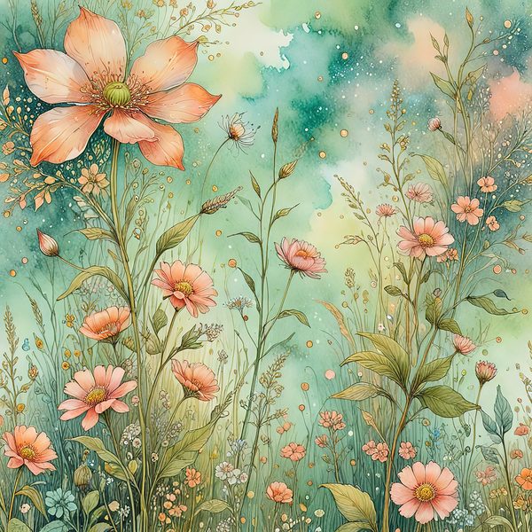 Pastel Wildflower Watercolor Digital Paper Set: Scrapbook & Invitation Backgrounds (10 JPGs) — image 1
