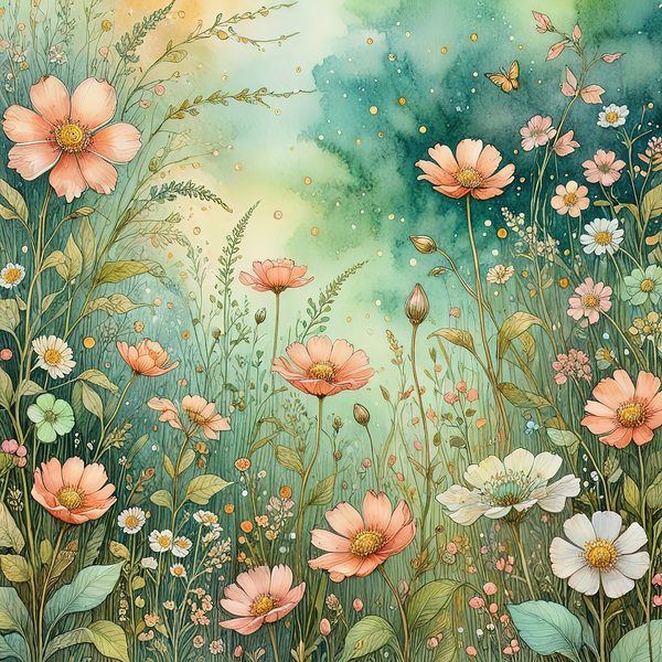 Pastel Wildflower Watercolor Digital Paper Set: Scrapbook & Invitation Backgrounds (10 JPGs) — image 3