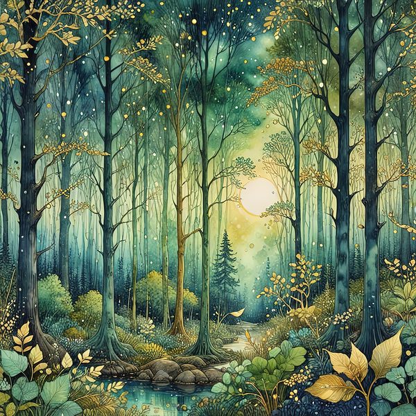 Watercolor Forest Digital Paper Set: Green Landscape JPGs (Commercial Use) — image 3