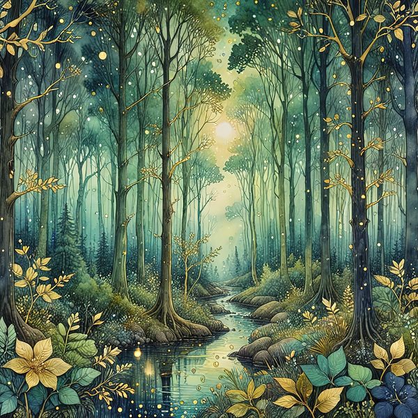 Watercolor Forest Digital Paper Set: Green Landscape JPGs (Commercial Use) — image 4