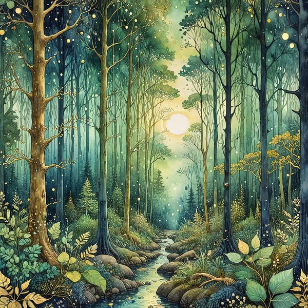 Watercolor Forest Digital Paper Set: Green Landscape JPGs (Commercial Use) — image 5